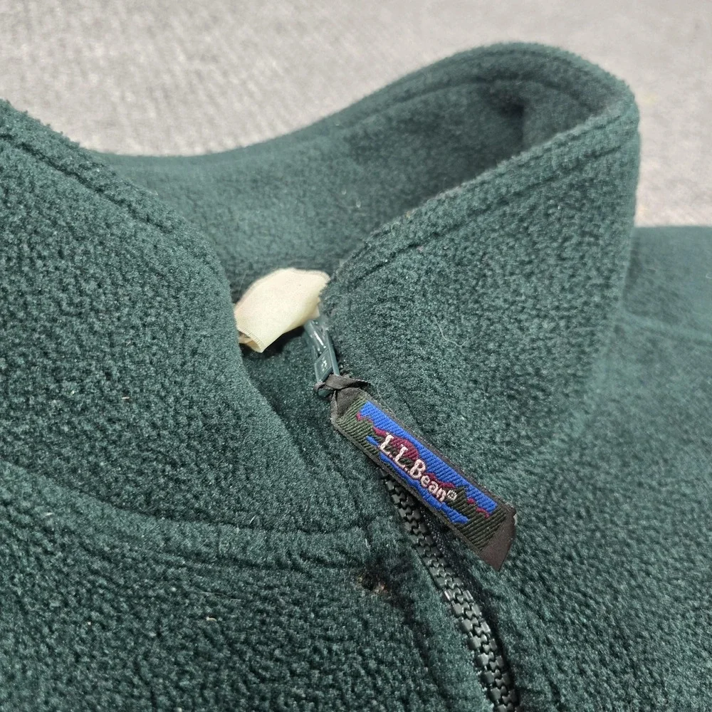 Vintage L.L.Bean Fleece Vest Mens 2XL Green Trail Model Full Zip Pockets Outdoor